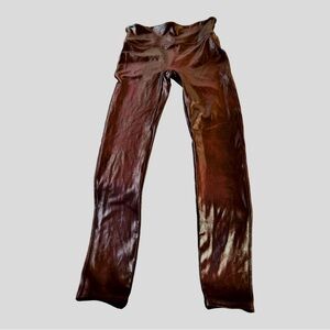 Spanx Faux Leather Women's Leggings *Antique Rose Size L Compression NWOT